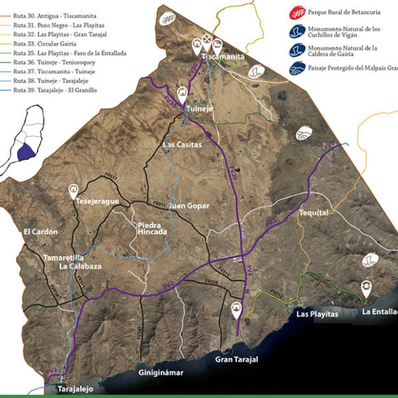 Mapa senderos rutas Tuineje